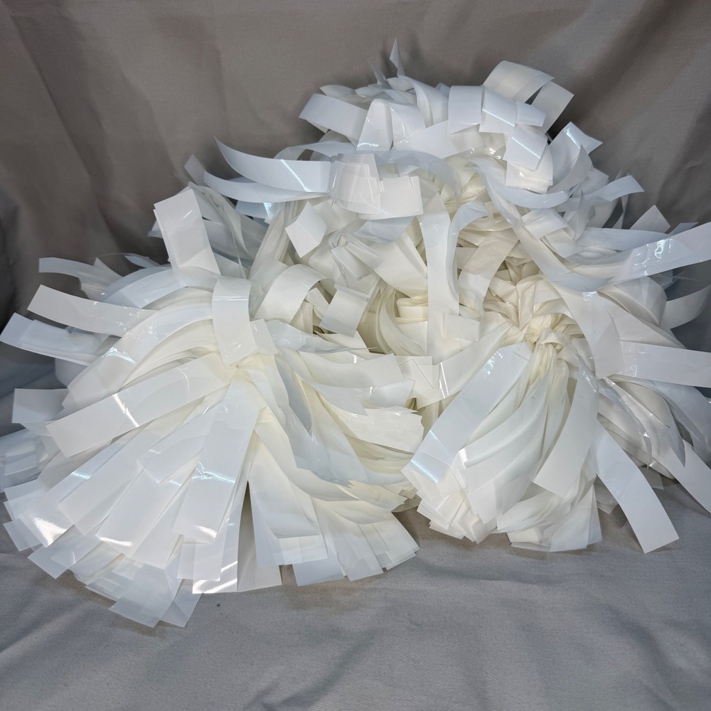 Healy Sportswear White Cheerleading Pom Poms Set of 2 Baton Handle Cheer Poms